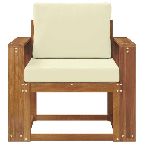 Outdoor-Sofa Massivholz Akazie Natur und Creme 79 x 63 x 73 cm