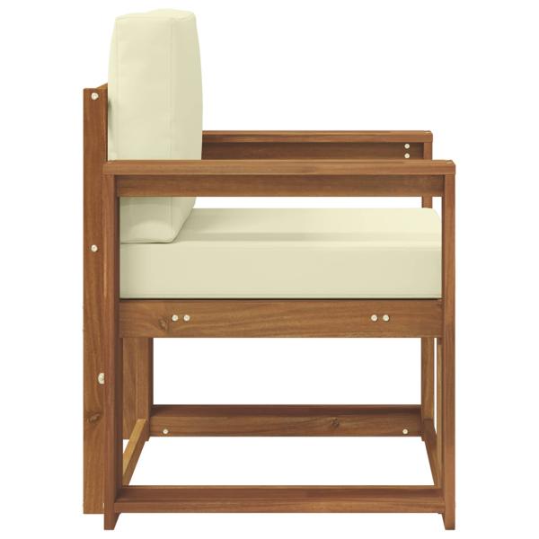 Outdoor-Sofa Massivholz Akazie Natur und Creme 79 x 63 x 73 cm
