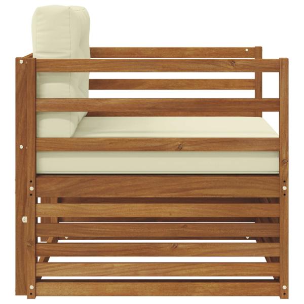 Outdoor-Sofa Massives Akazienholz und Polyester Natur und Creme