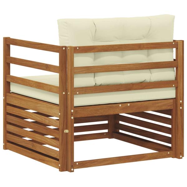Outdoor-Sofa Massives Akazienholz und Polyester Natur und Creme