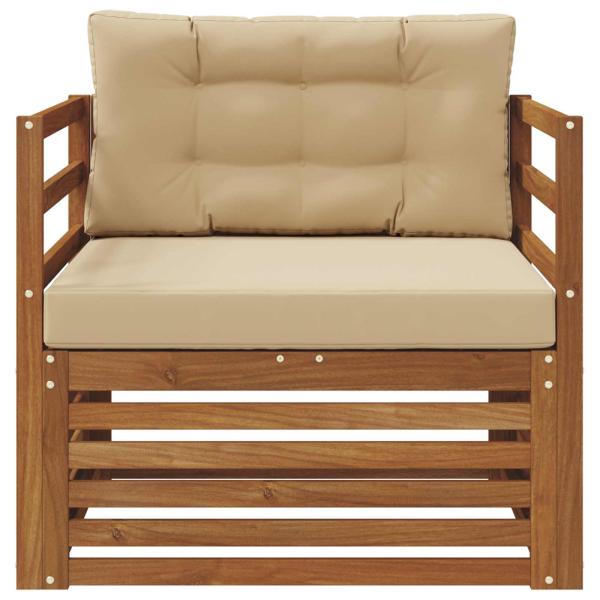 Outdoor-Sofa Massives Akazienholz und Polyester Natur und Beige