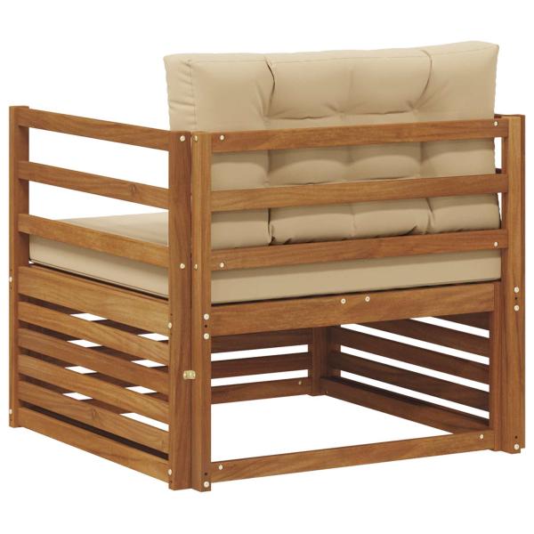 Outdoor-Sofa Massives Akazienholz und Polyester Natur und Beige