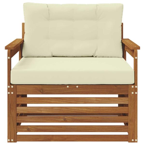 Outdoor-Sofa Massives Akazienholz und Polyester Natur und Creme
