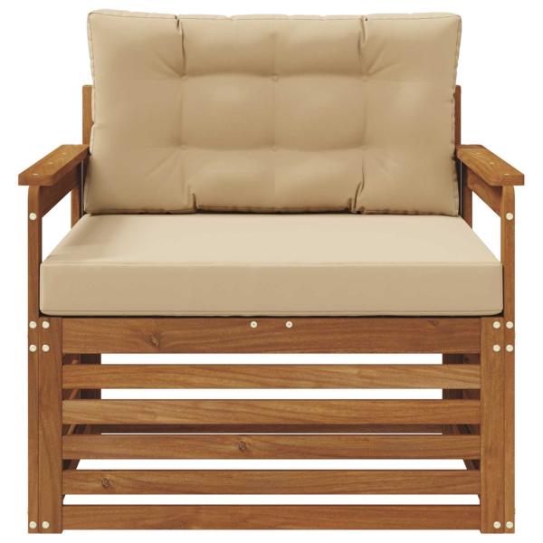 Outdoor-Sofagarnitur Natur und Beige Massivholz Akazie
