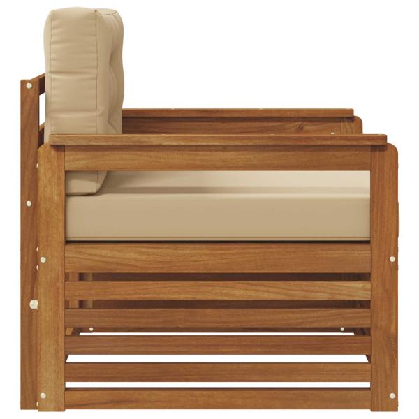 Outdoor-Sofagarnitur Natur und Beige Massivholz Akazie