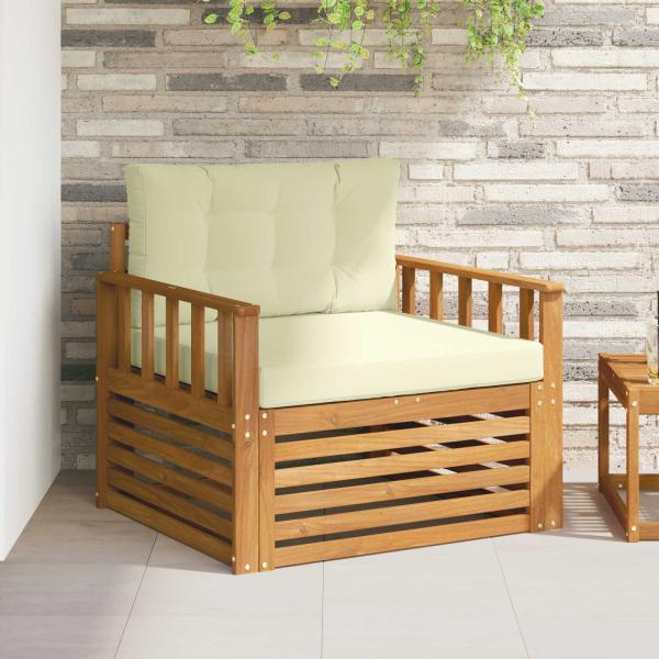 ARDEBO.de - Outdoor-Sofa Massives Akazienholz und Polyester Natur und Creme