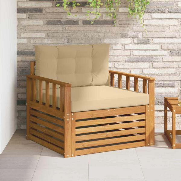 ARDEBO.de - Outdoor-Sofa Massives Akazienholz und Polyester Natur und Beige