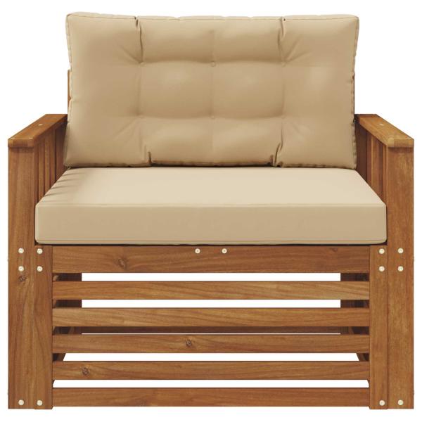 Outdoor-Sofa Massives Akazienholz und Polyester Natur und Beige