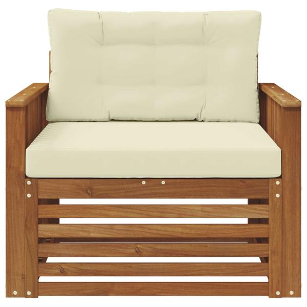 Outdoor-Sofa Massives Akazienholz und Polyester Natur und Creme