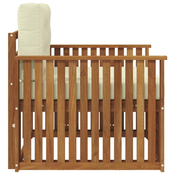 Outdoor-Sofa Massives Akazienholz und Polyester Natur und Creme