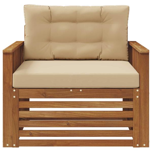 Outdoor-Sofa Massives Akazienholz und Polyester Natur und Beige