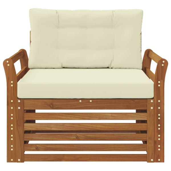 Outdoor-Sofa Massives Akazienholz und Polyester Natur und Creme
