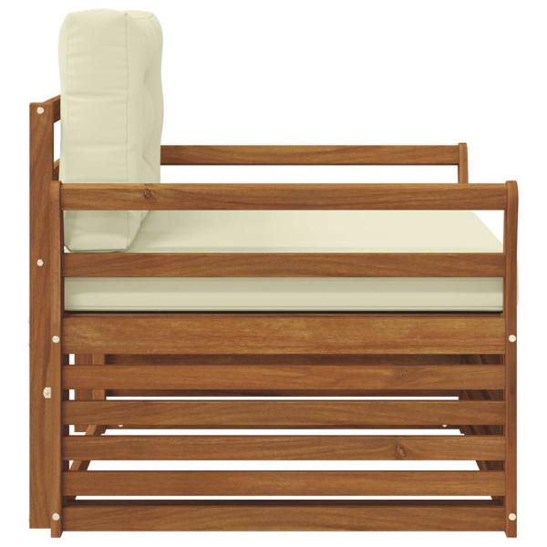 Outdoor-Sofa Massives Akazienholz und Polyester Natur und Creme