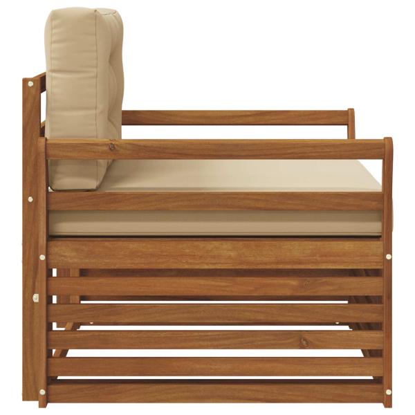 Outdoor-Sofa Massives Akazienholz und Polyester Natur und Beige