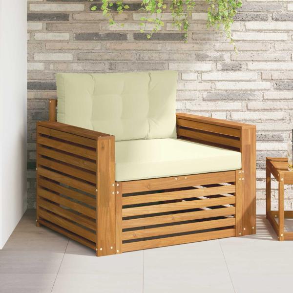 ARDEBO.de - Outdoor-Sofagarnitur Natur und Creme Massivholz Akazie