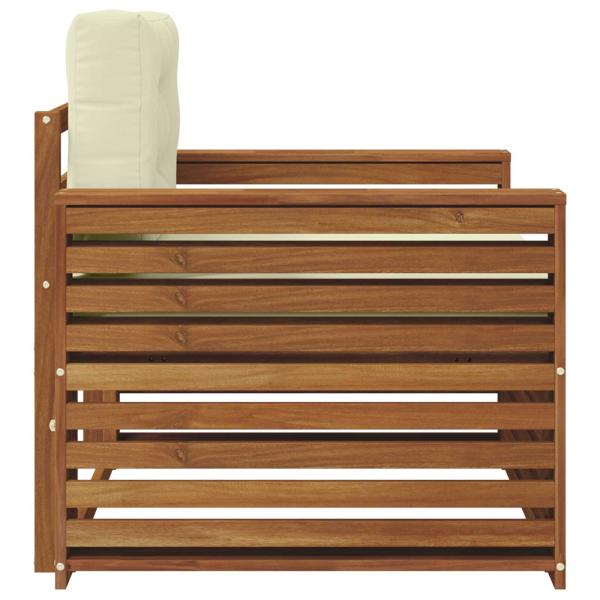 Outdoor-Sofagarnitur Natur und Creme Massivholz Akazie