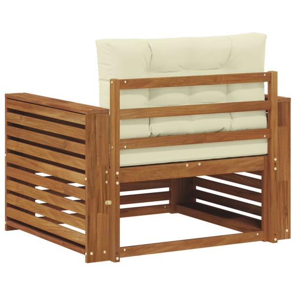 Outdoor-Sofagarnitur Natur und Creme Massivholz Akazie