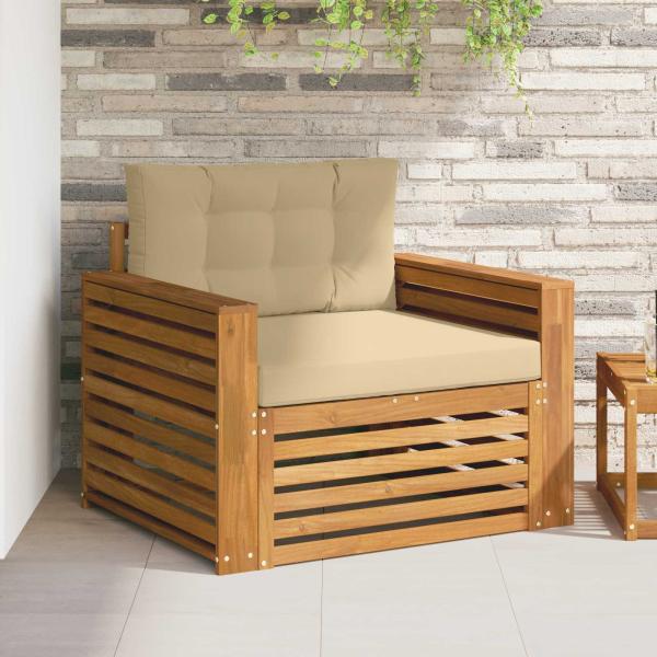 ARDEBO.de - Outdoor-Sofa Massives Akazienholz und Polyester Natur und Beige