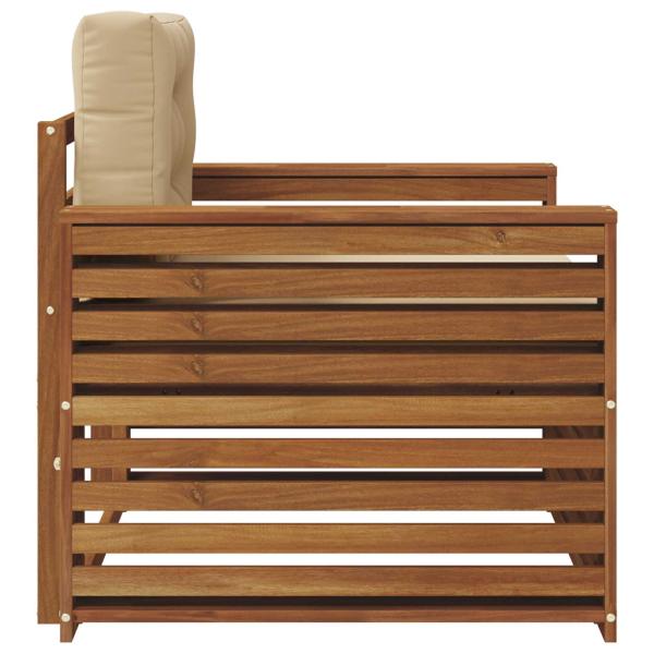 Outdoor-Sofa Massives Akazienholz und Polyester Natur und Beige