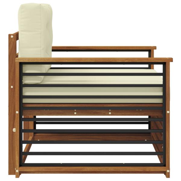 Outdoor-Sofa Massives Akazienholz und Polyester Natur und Creme