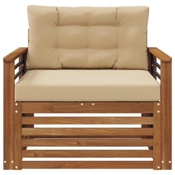 Outdoor-Sofa Massives Akazienholz und Polyester Natur und Beige