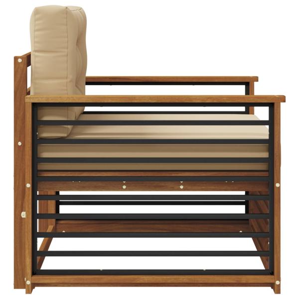 Outdoor-Sofa Massives Akazienholz und Polyester Natur und Beige