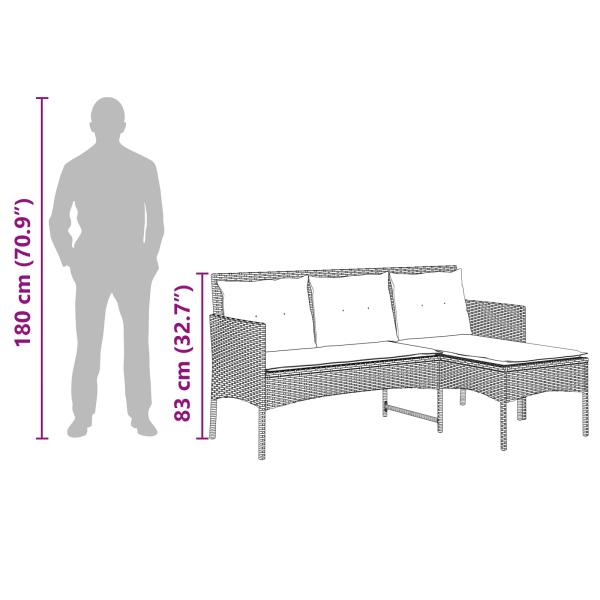 Gartensofa-set 2 Stk. Poly-Rattan