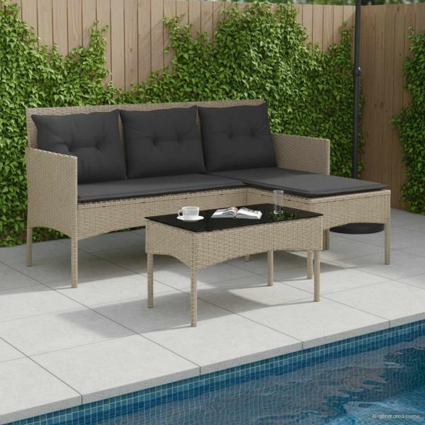 ARDEBO.de - Gartensofa-set 2 stk. Poly-Rattan