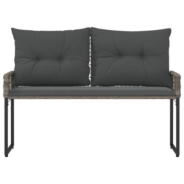 Bank Outdoor Grau 118 x 55 x 82 cm PE-Rattan und Stoff