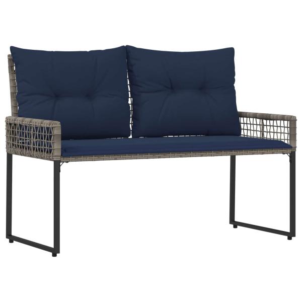Bank Outdoor mit Kissen Grau und Marine 118 x 55 x 82 cm