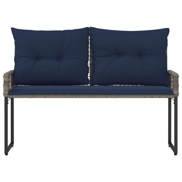 Bank Outdoor mit Kissen Grau und Marine 118 x 55 x 82 cm
