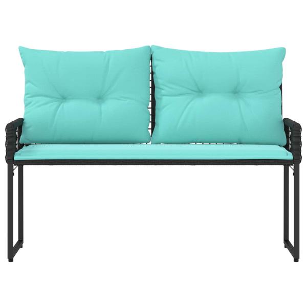 Bank Outdoor mit Kissen Schwarz und Türkis 118 x 55 x 82 cm