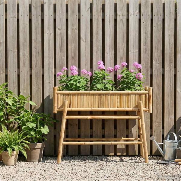 Gartenpflanzer mit Halter Natur 100 x 38 x 74 cm Bambus
