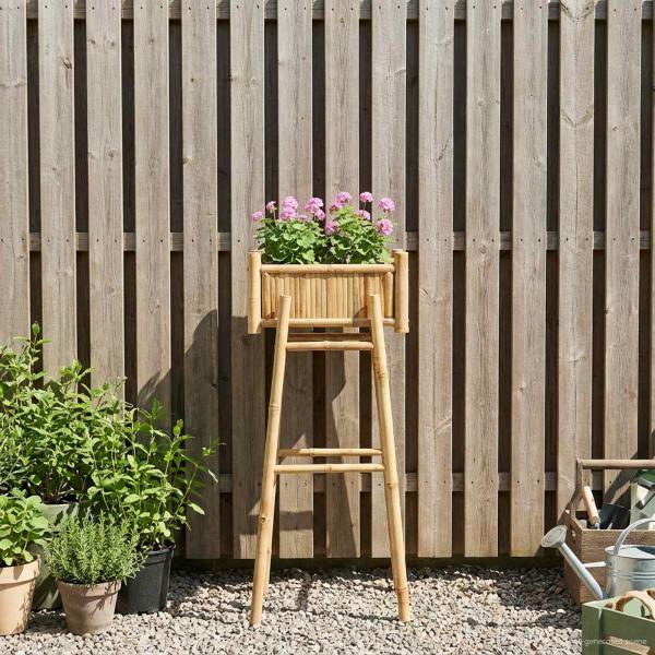 Gartenpflanzer mit Halter Natur 50 x 38 x 114 cm Bambus