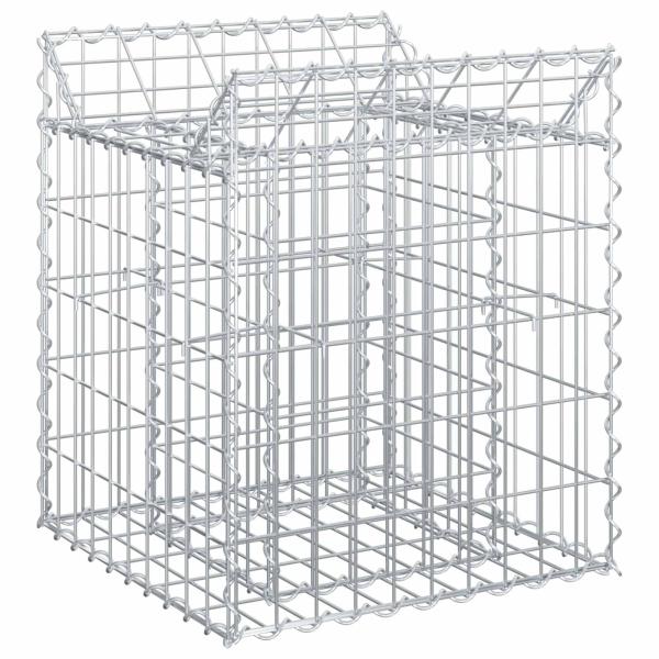 Gabionen-Hochbeet 50 x 50 x 60 cm Verzinkter Stahl Silber