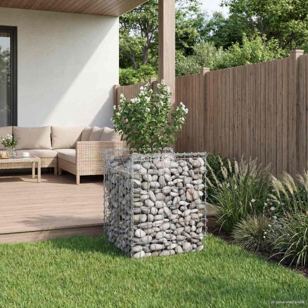 Gabionen-Hochbeet 50 x 50 x 60 cm Verzinkter Stahl Silber