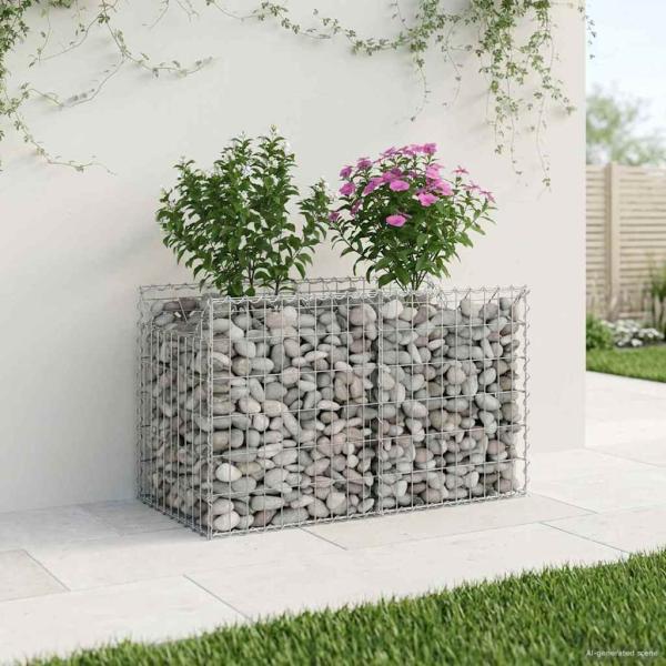 ARDEBO.de - Gabionen-Hochbeet 100 x 50 x 60 cm Verzinkter Stahl Silber