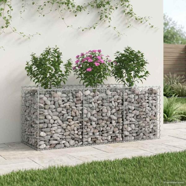 ARDEBO.de - Gabionen-Hochbeet 150 x 50 x 60 cm Verzinkter Stahl Silber