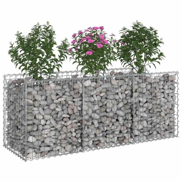 Gabionen-Hochbeet 150 x 50 x 60 cm Verzinkter Stahl Silber