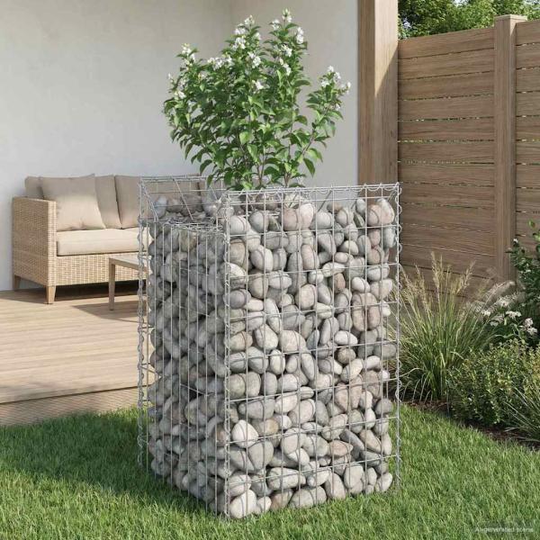 ARDEBO.de - Gabionen-Hochbeet 50 x 50 x 80 cm Verzinkter Stahl Silber