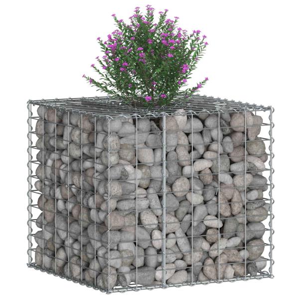 Gabionen-Hochbeet 60 x 60 x 55 cm Verzinkter Stahl Silber