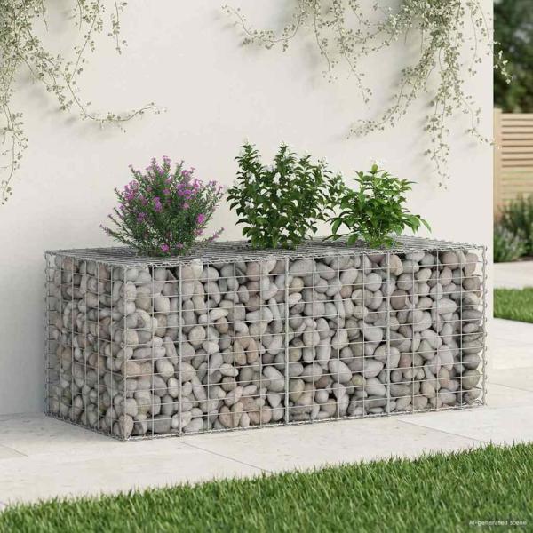 ARDEBO.de - Gabionen-Hochbeet 140 x 60 x 55 cm Verzinkter Stahl Silber