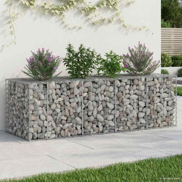 ARDEBO.de - Gabionen-Hochbeet 180 x 60 x 55 cm Verzinkter Stahl Silber