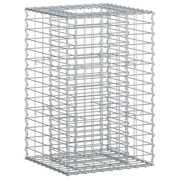 Gabionen-Hochbeet 50 x 50 x 80 cm Verzinkter Stahl Silber