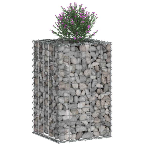 Gabionen-Hochbeet 50 x 50 x 80 cm Verzinkter Stahl Silber