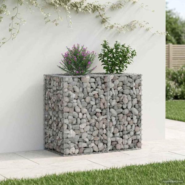 ARDEBO.de - Gabionen-Hochbeet 90 x 50 x 80 cm Verzinkter Stahl Silber