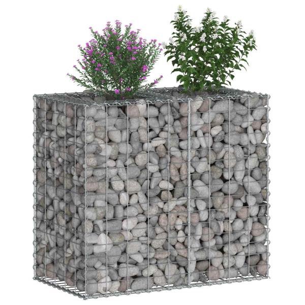Gabionen-Hochbeet 90 x 50 x 80 cm Verzinkter Stahl Silber