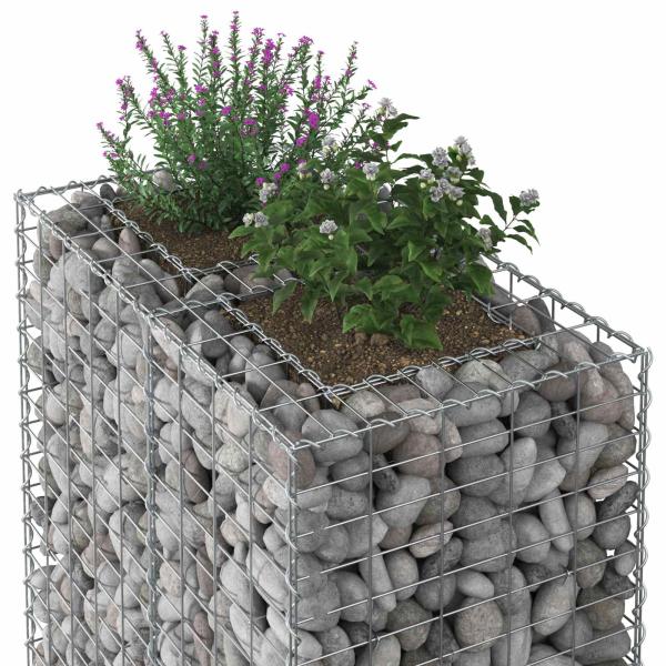 Gabionen-Hochbeet 90 x 50 x 80 cm Verzinkter Stahl Silber