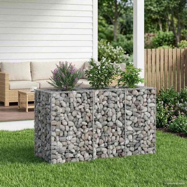 ARDEBO.de - Gabionen-Hochbeet 130 x 50 x 80 cm Verzinkter Stahl Silber