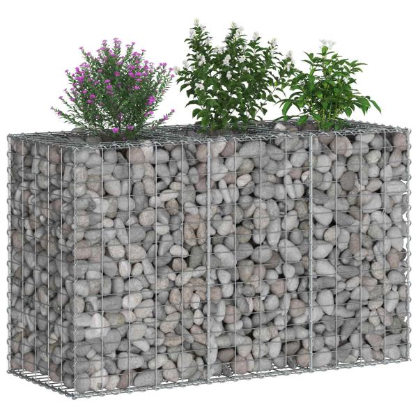 Gabionen-Hochbeet 130 x 50 x 80 cm Verzinkter Stahl Silber